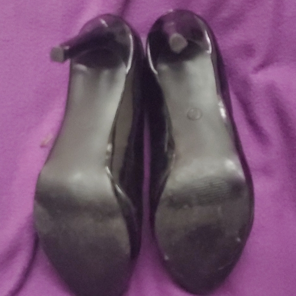 🔴Mossimo Sz 8 Black Patent Leather Heels👠 Silver Liming - Picture 5 of 13